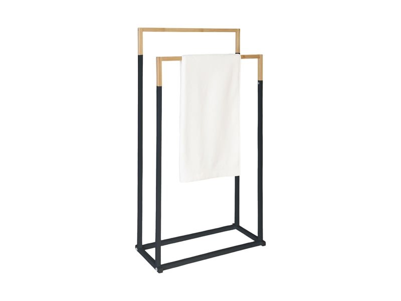  Porte-serviettes sur pied 86 x 44 x 21 cm séchage efficace design décoratif en métal noir 13_0017853  - Conforama A