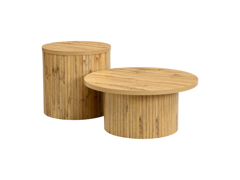  Table basse ronde ensembles mdf naturel 75 cm et 50 cm  - Conforama D