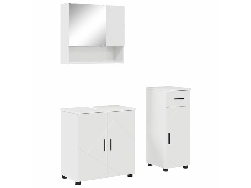  Ensemble de mobilier de salle de bain 3 pc blanc brillant cf64248  - Conforama A