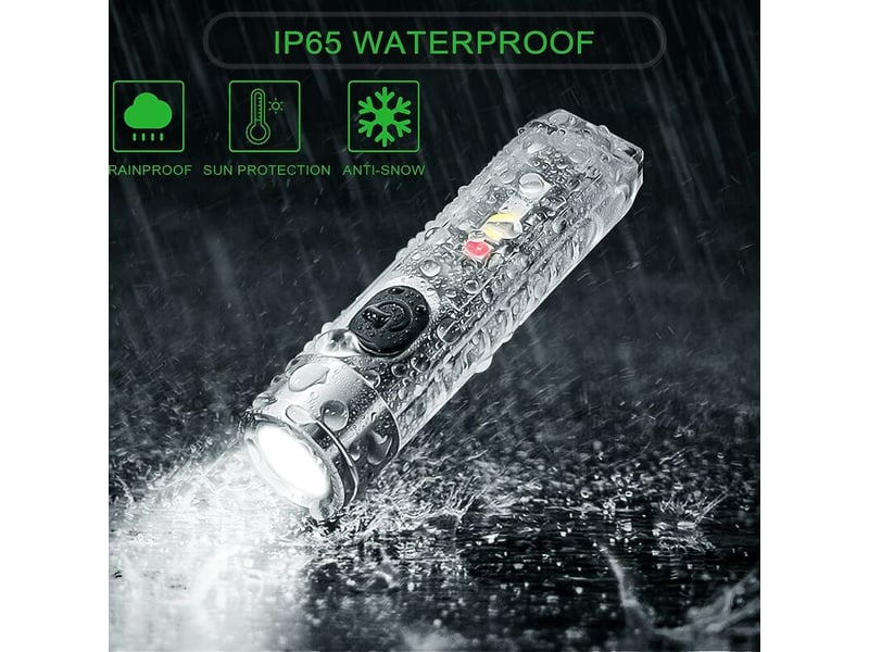 1 led verte transparente forte lumière petite lampe de poche lumière latérale rouge bleu violet lumière charge usb mini porte-clés - Conforama D