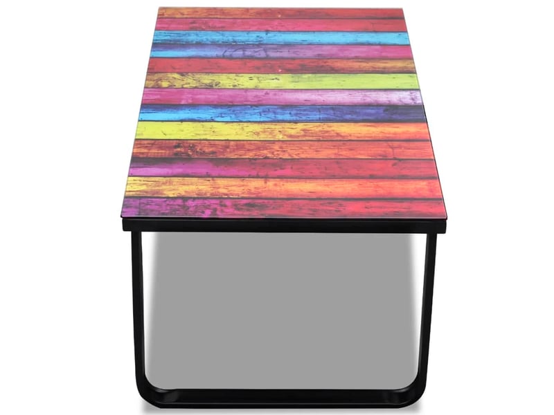  Table basse | table d'appoint salon avec impression d'arc-en-ciel dessus en verre  - Conforama D