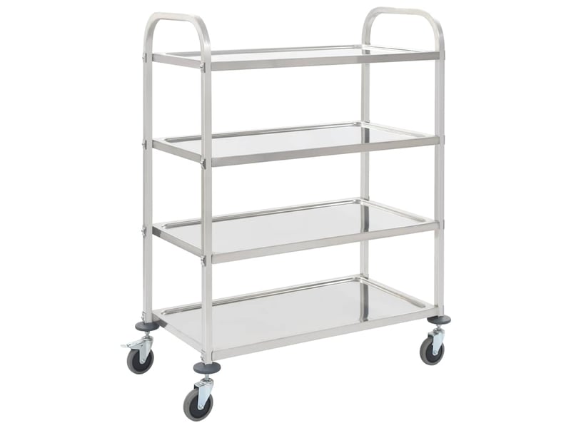 Desserte de cuisine, chariot de rangement à 4 niveaux 107x55x125 cm acier inoxydable - Conforama B