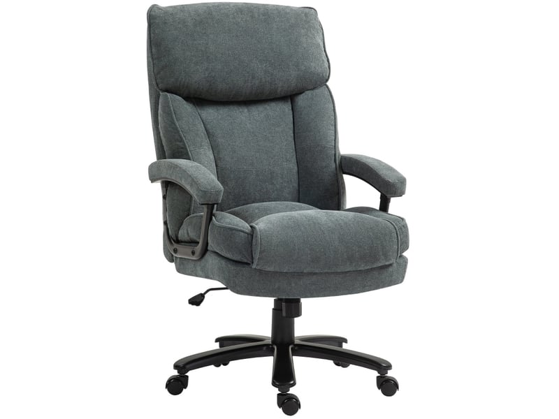 Chaise de bureau haute grise en tissu, réglable et pivotante avec fonction bascule, supporte jusqu'à 200 kg - Conforama A
