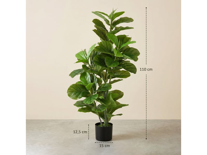  Ficus artificiel, 110 cm de haut, 90 feuilles et pot pour salon  - Conforama E