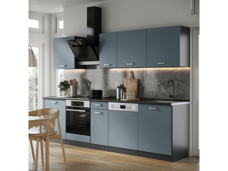 Vicco cuisine, bleu-grisanthracite, 280cm sans plan de travail  - Conforama C