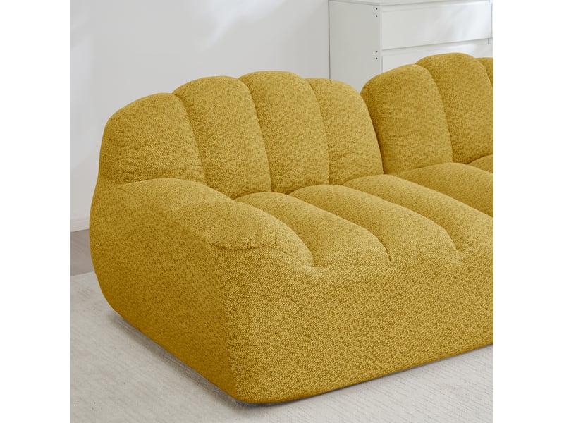  Canapé droit coquille 2 places bouclette jaune – 210 x 104 x 79 cm Fay Lum - Conforama E