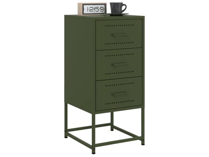  Lot de 2 tables de chevet - cabinet de chevet - table de nuit vert olive 36x39x78 cm acier  - Conforama B