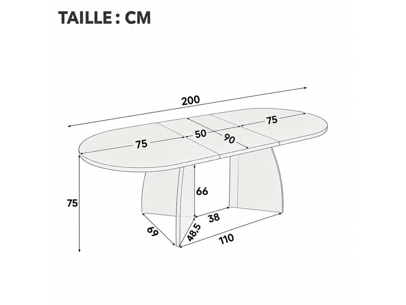  Table à manger extensible 6 à 8 personnes, coloris noyer, 150 à 200 x 90 cm  - Conforama C