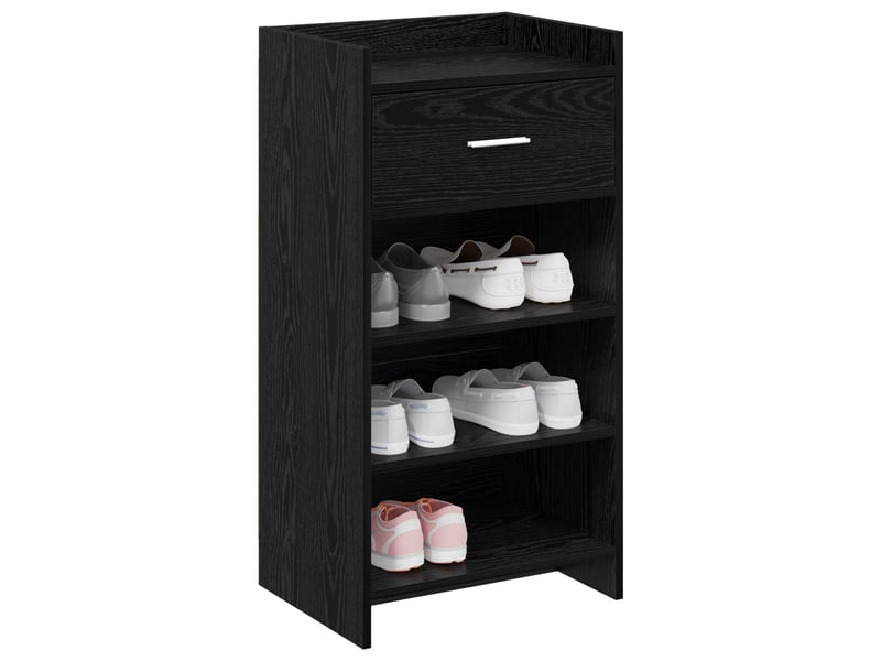  Meuble à chaussure, cabinet à chaussures avec tiroir chêne noir 48x36x92 cm  - Conforama C