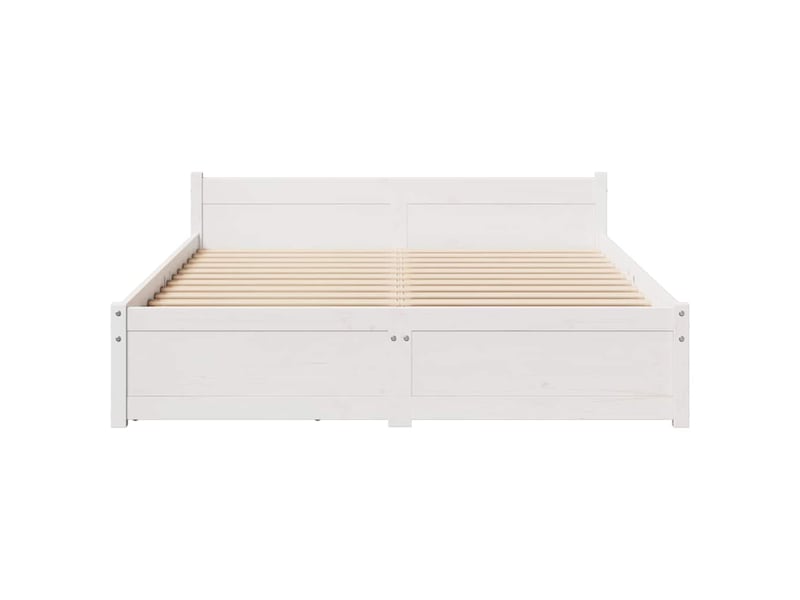  Lit double- lit adulte -  cadre de lit sans matelas blanc 140x190 cm bois de pin massif  - Conforama C