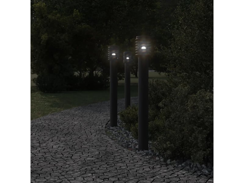  Lampadaires d'extérieur 3 pcs 110 cm acier inoxydable noir 02_0042546  - Conforama C