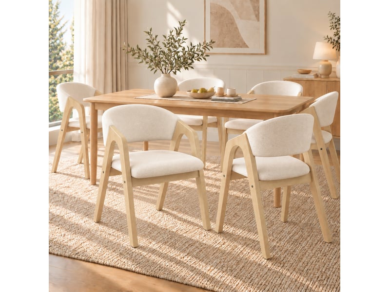  Lot de 2 chaises de salle à manger avec accoudoirs en lin homvra  - Conforama D