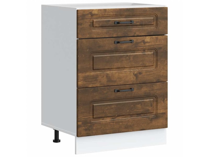  Meuble de rangement, armoire de cuisine kalmar chêne fumé bois d'ingénierie shl125  - Conforama A