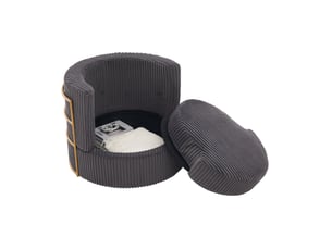 Fauteuil pivotant à 360 degrés avec rangement sous l’assise, lot de 2 en velours côtelé gris, 76 × 79 × 78 cm