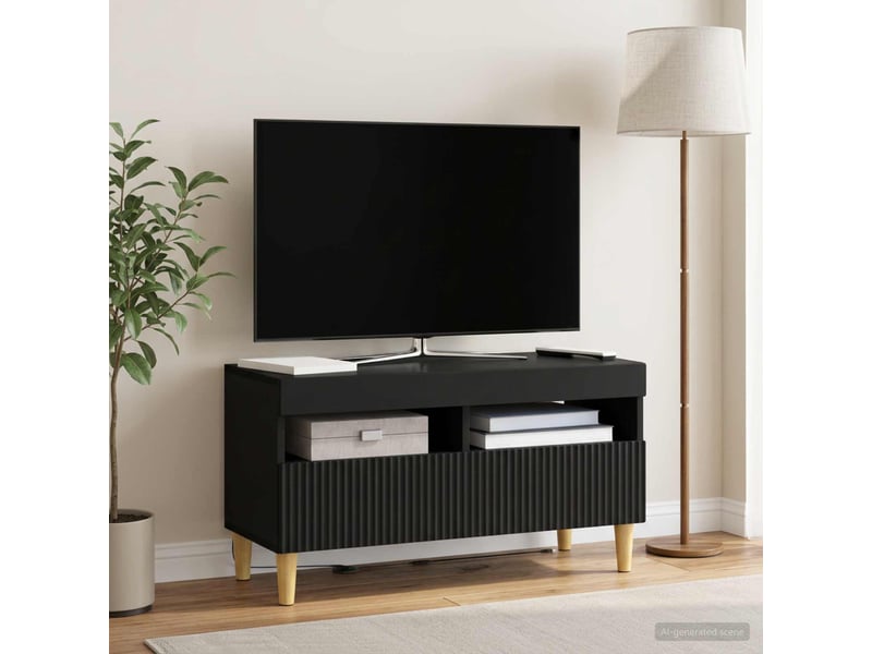Meuble tv - banc tv - meuble de rangement led noir bois d'ingénierie - Conforama D