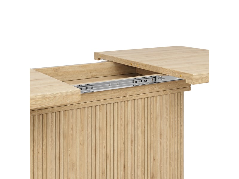 Table extensible effet chêne clair avec rangement, 140 à 180 cm Fay Lum - Conforama R