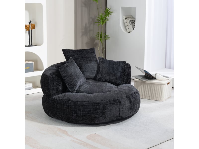  Fauteuil pouf 108x108x52 cm noir  - Conforama B