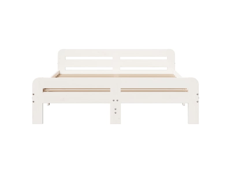  Lit double- lit adulte -  cadre de lit sans matelas blanc 150x200 cm bois de pin massif  - Conforama C