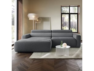 Selsey fando - canapé d'angle - 252 cm - tissu tressé gris - côté gauche