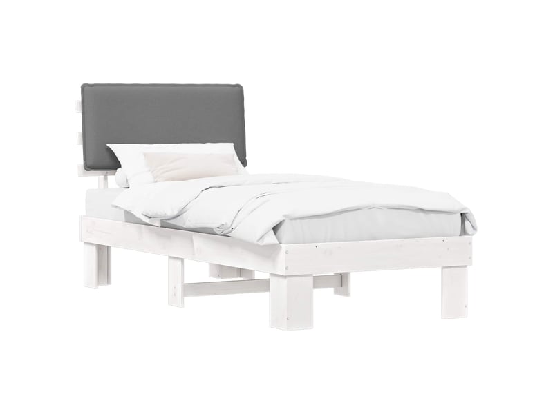  Lit simple- lit adulte -  cadre de lit avec tête de lit rembourrée gris clair 80 x 200 cm  - Conforama A