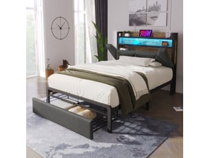 Lit simple 90x200 cm <strong>MODENVIE</strong>  <strong></strong> coloris gris