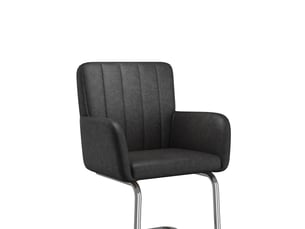 Lot de 6 chaises de salle à manger rembourrées avec accoudoirs et dossier ergonomique en polyuréthane noir