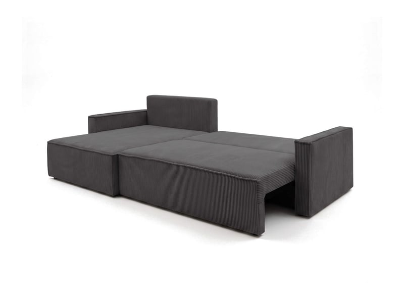  Farah - canapé d'angle max réversible et convertible 5 places accoudoirs slim en velours côtelé  - Conforama C