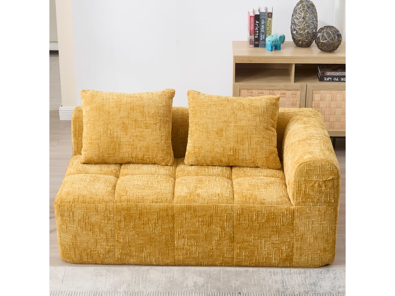  Canapé droit fixe 2 places tissu jaune canapé compressible - Conforama D