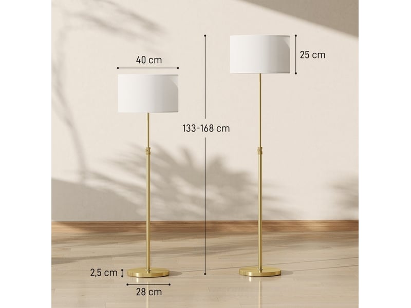  Lampadaire 40x40x168 cm avec télécommande, luminosité réglable, métal doré  - Conforama D