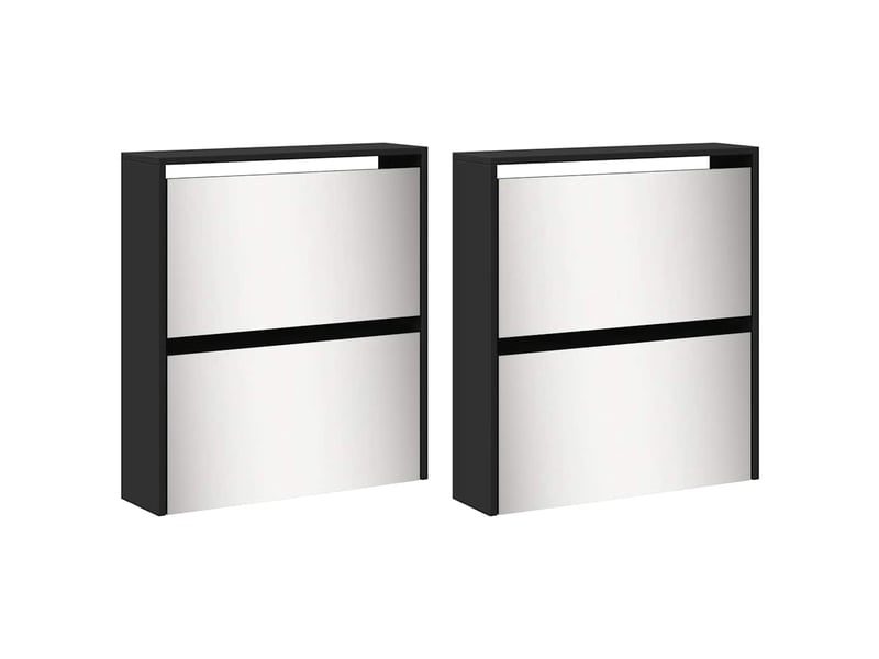  Meuble à chaussure | armoire à chaussures avec miroir à 4 niveaux noir 63x17x134 cm  - Conforama D