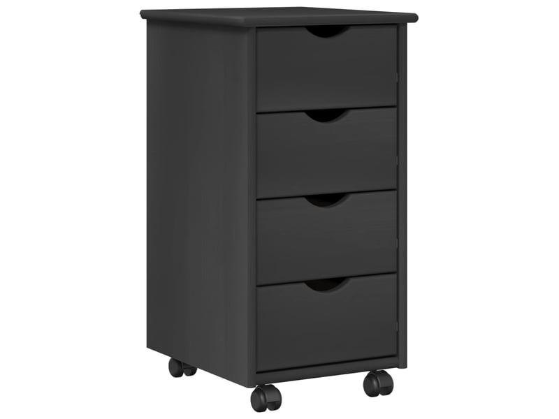  Caisson roulant de bureau, meuble de rangement 34 x 39 x 65,5 cm bois de pin massif gris  - Conforama A