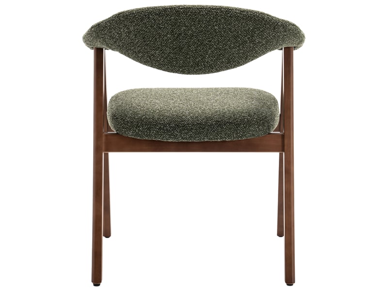  Lot de 2 chaises en bois foncé et tissu boucle vert kaki barbara  - Conforama E