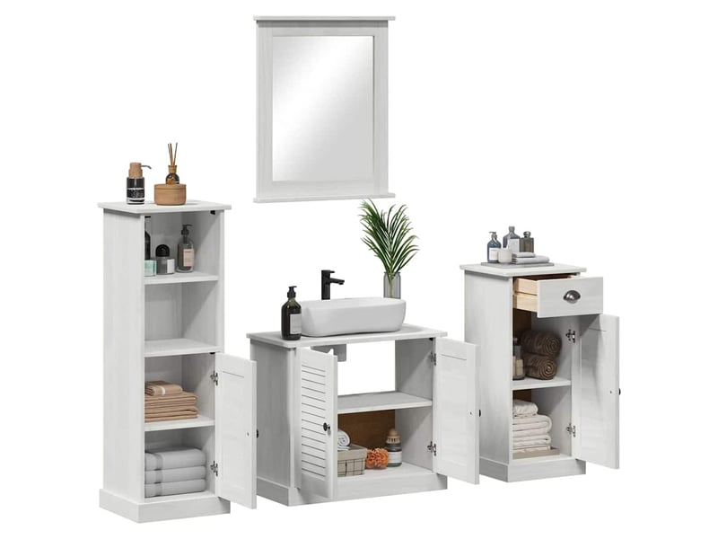  Ensemble de mobilier de salle de bain 4 pièces blanc antique cf64535  - Conforama C