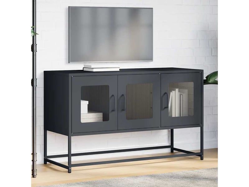  Meuble tv - banc tv - meuble de rangement anthracite 100,5x39x60,5 cm acier laminé à froid  - Conforama C