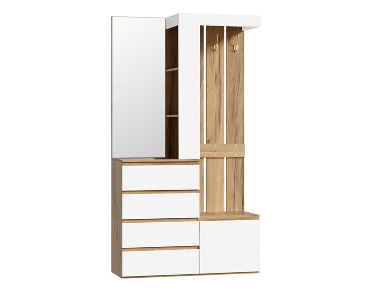  Portemanteau avec banc et rangement blanc et bois naturel  - Conforama D