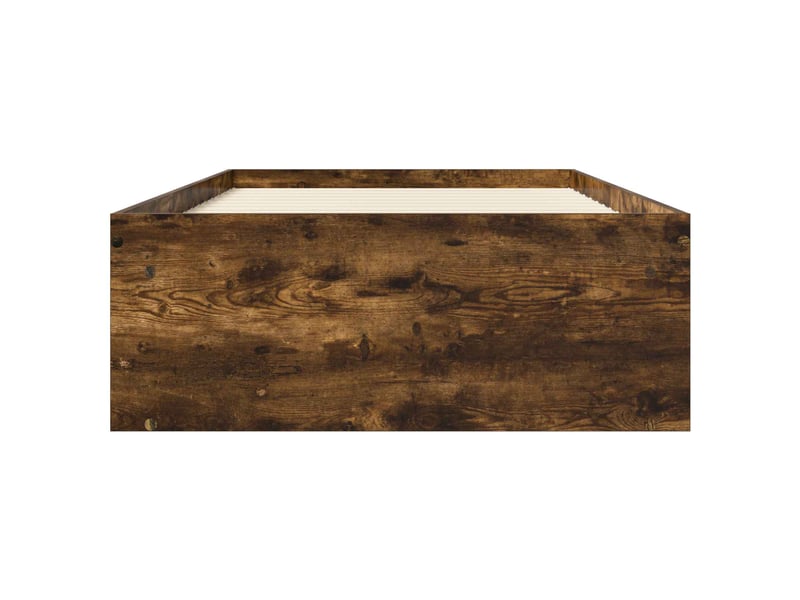  Lit simple- lit adulte -  cadre de lit avec rangement avec étagère chêne fumé 80 x 200 cm  - Conforama C