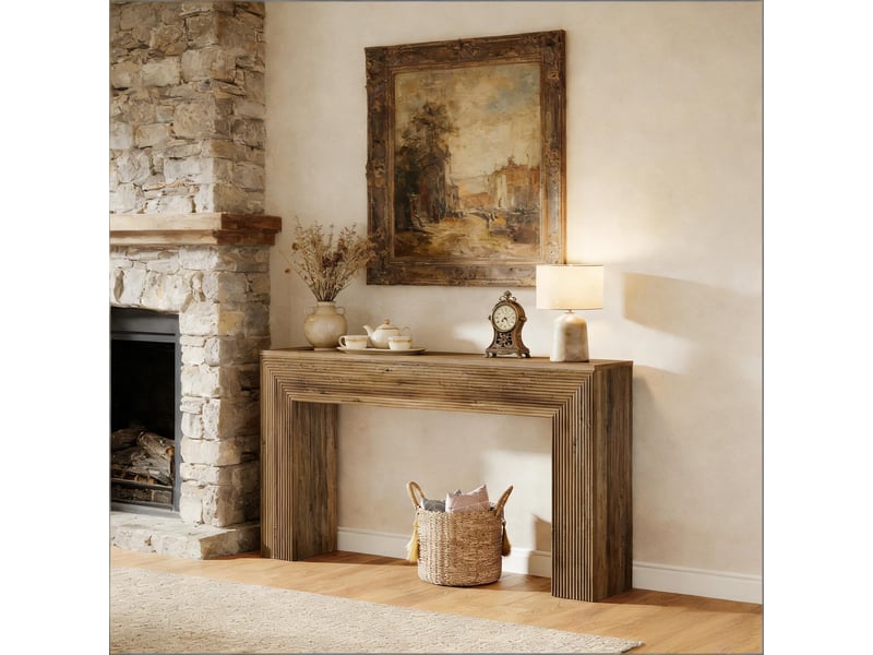  Table console rustique en mdf marron 160x30x85 cm  - Conforama B