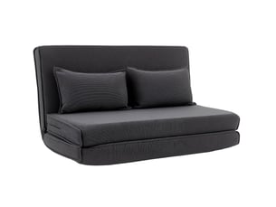 Canapé-lit de sol 135 x 88 x 74 cm en métal et velours côtelé convertible gris foncé chicfurn