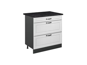Vicco meuble cuisine, blanc campagneanthracite, 80cm avec 3 tiroirs plan de travail anthracite