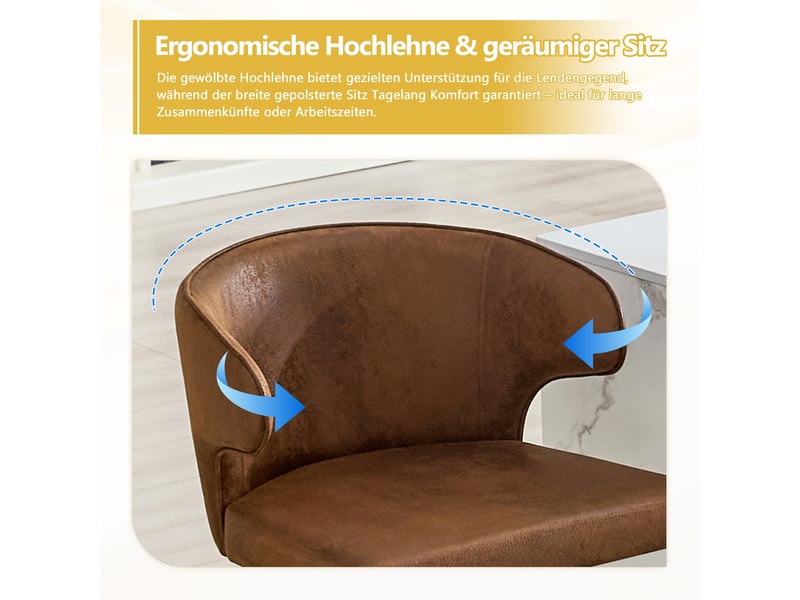  Lot de 2 tabourets de bar réglables et pivotants - lpospi - dossier ergonomique, tissu - marron  - Conforama E