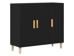 Buffet - bahut - meuble de rangement chêne noir 90 x 34 x 80 cm bois d'ingénierie