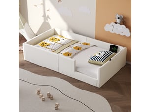 Lit simple 90x200 cm <strong>MODFU</strong>  <strong></strong> coloris blanc