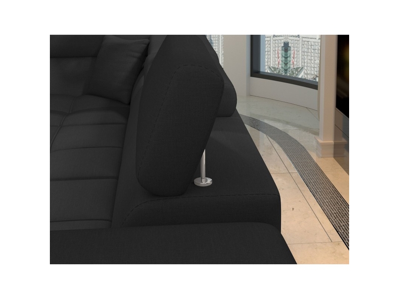  Canapé d'angle convertible palazzo 4 places noir – angle droit avec 1 coussin  - Conforama E