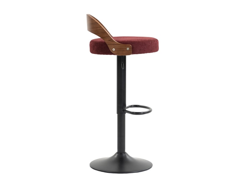  Tabourets de bar pivotants 360° lot de 2 rouge vin avec dossier bois noyer et siège pu réglable en hauteur  - Conforama D