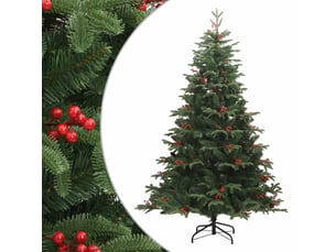 Sapin de noël - arbre de noël artificiel avec pommes de pin et baies 240 cm