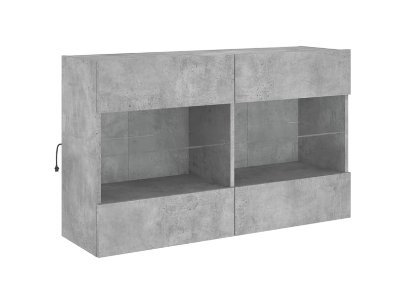  Meuble tv - banc tv - meuble de rangement mural avec lumières led gris béton 98,5x30x60,5 cm  - Conforama E