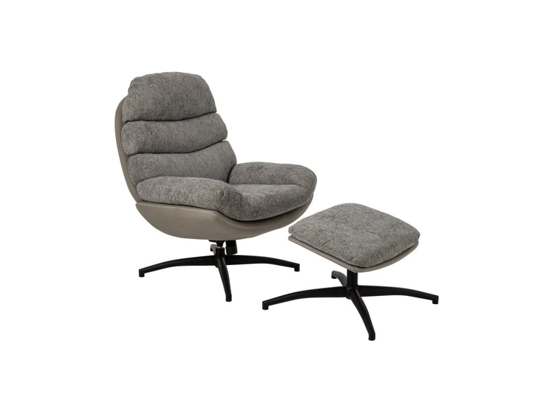  Fauteuil avec pouf repose-pieds vesna 102cm gris  - Conforama A