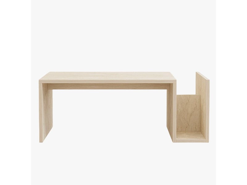  Table basse rectangulaire beige avec rangement intégré  - Conforama C