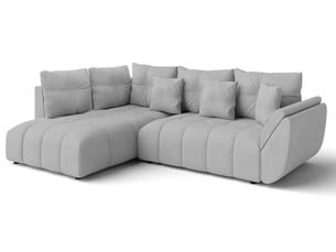 Canapé d'angle réversible convertible <strong>AX LIVING </strong> <strong>Corleone</strong> 4 places Velours gris avec coffre de rangement