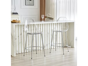 Lot de 2 tabourets de bar,48,5x48,5x102 cm,pet transparent et métal,argenté